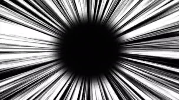 Animation Loop Comic Speed Radial Background Black White Fast Anime — Stock Video