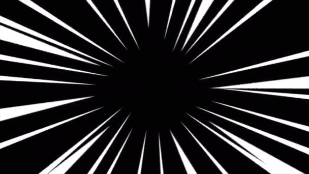 Animatie Lus Komische Snelheid Radiale Achtergrond Zwart Wit Snelle Anime — Stockvideo