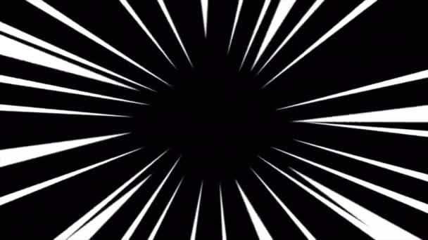 Animation Loop Comic Speed Radial Background Black White Fast Anime — Stock Video