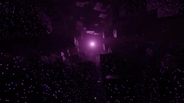 Abstraktní Futuristický Digitální Sci Zářící Temný Městský Tunel Ultrafialovým Neonovým — Stock video