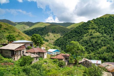 Yeşil dağlarla çevrili güzel bir köy.