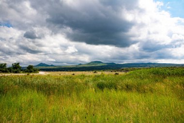 Güzel manzara - yeşil tarlalar ve yoğun bulutlar