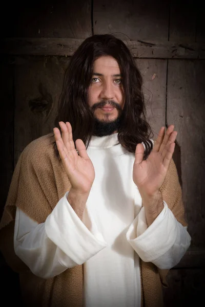 Portrait Model Role Jesus Christ Praying Preaching — Stock Photo, Image