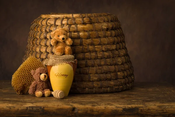 Vintage Antigua Cesta Colmena Naturaleza Muerta Puede Utilizar Para Los —  Fotos de Stock