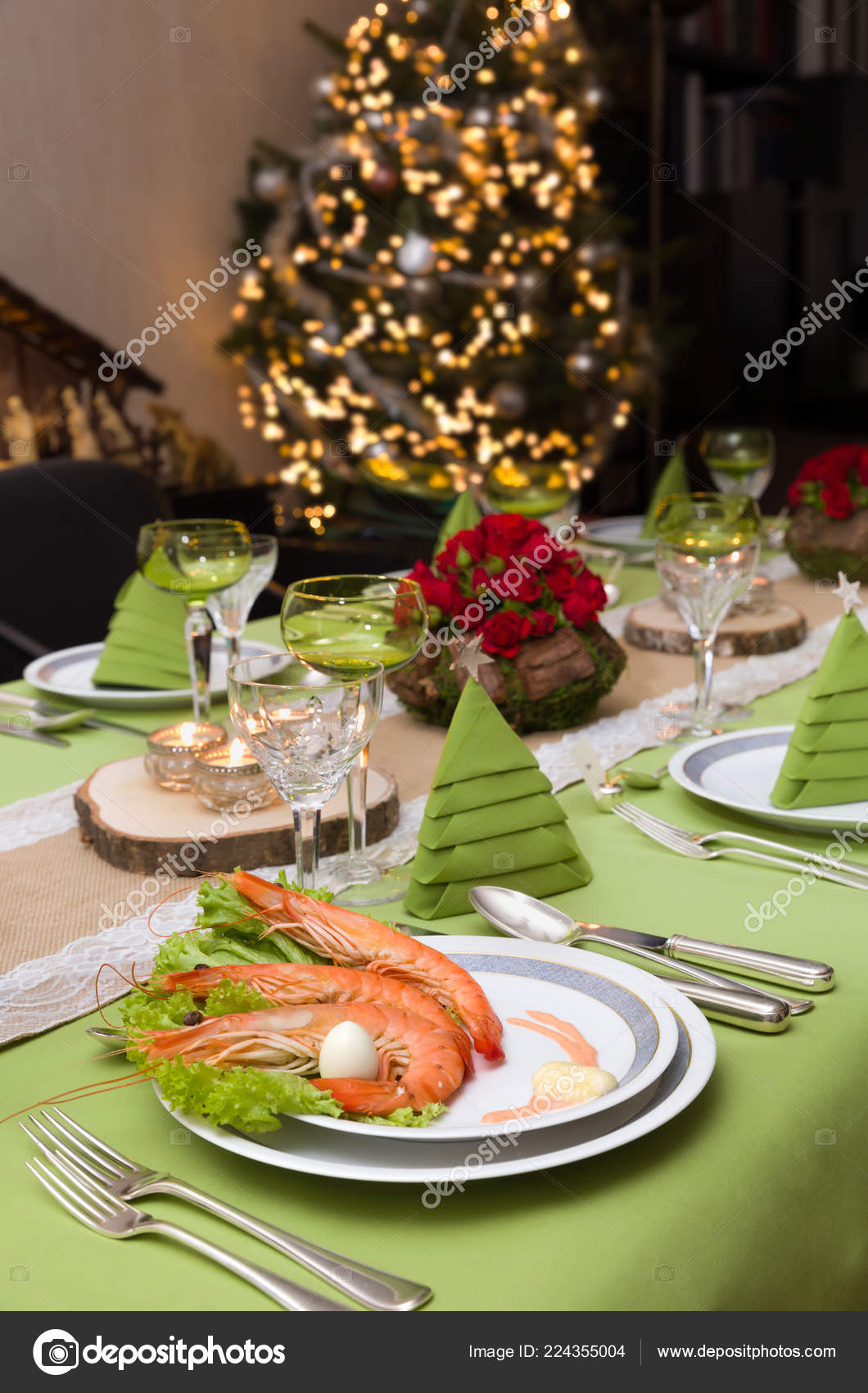 Festive Dinner Table Flower Arrangements Decor Napkins