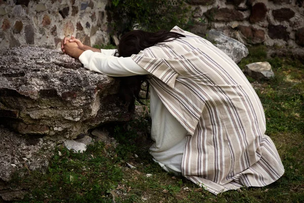 Jesus orando no jardim das azeitonas — Fotografia de Stock