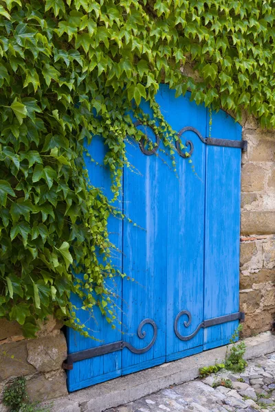 Puerta azul francesa vieja — Foto de Stock