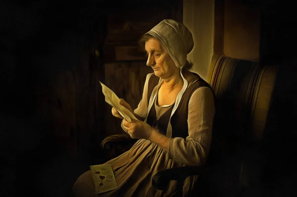 Holländisches Meisterporträt der lesenden Frau — Stockfoto