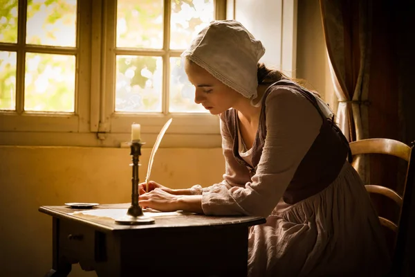 Vermeer mulher escrevendo carta — Fotografia de Stock