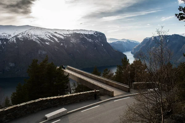 Stegastein View Platform Norway May 2015 View Wooden View Platform — 图库照片