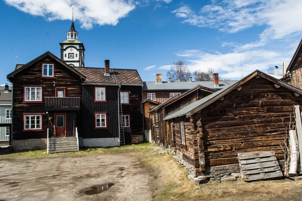 Roros Noruega Mayo 2015 Casa Tradicional Madera Histórico Pueblo Minero — Foto de Stock