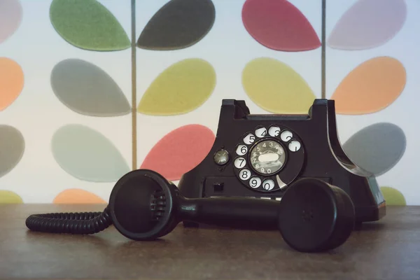 Old Retro Vintage Phone Hook Colorful Wallpaper Muted Processing — 图库照片
