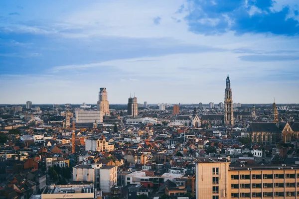 Antwerp Belgium June 2011 City Skyline Cityscape Cathedral Boerentoren Kbc — Φωτογραφία Αρχείου