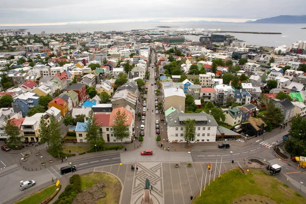 Reykjavik Islandia Lipiec 2019 Panorama Miasta Widokiem Domy Skolavordustigur — Zdjęcie stockowe