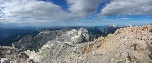 Vista Panorámica Cumbre Triglav Sobre Cordillera Circundante Del Parque Nacional —  Fotos de Stock