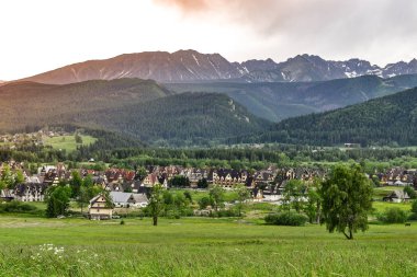 Güzel bahar doğa. Temiz hava, nazik dağlar, sıcak güneş ışınlarının.