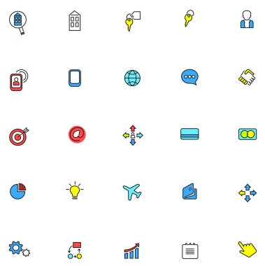 İş kümesi doğrusal simgeler renkte