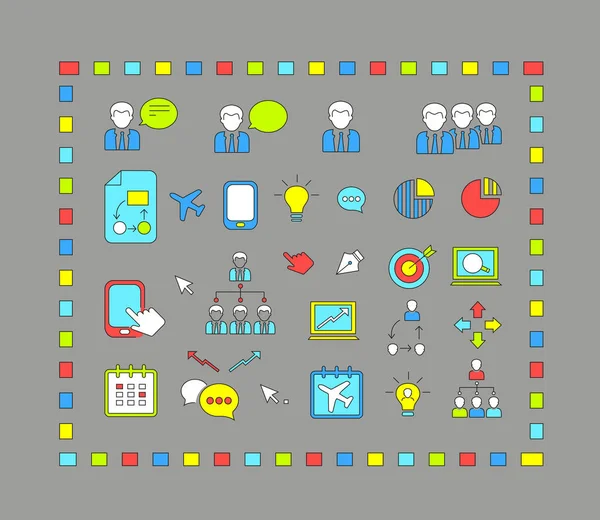 Ensemble Icônes Linéaires Colorées — Image vectorielle