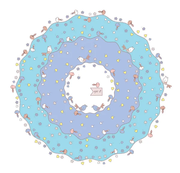 Decoratief Frame Met Vogels Bloemen Voor Ontwerp — Stockvector