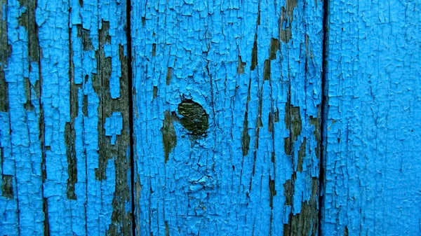 古いボード上抽象的な亀裂ブルー ペイント 木製の質感 — ストック写真