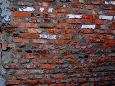 Eski kırık kırmızı tuğla duvar. Soyut doku