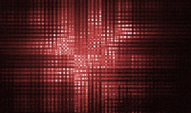 Kırmızı ve siyah çizgiler doku. Sarı zemin üzerine soyut siyah çizgi. Sanat duvar kağıdı. Karanlık mozaik. Kırmızı çizgiler arka planında