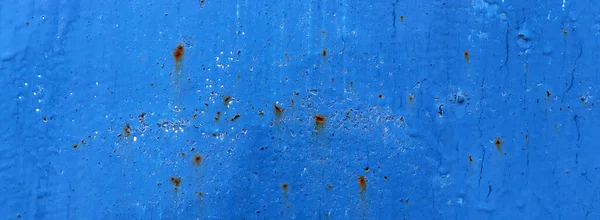 Vieille Peinture Bleue Sur Mur Fissure Vieux Métal Rouillé Avec — Photo