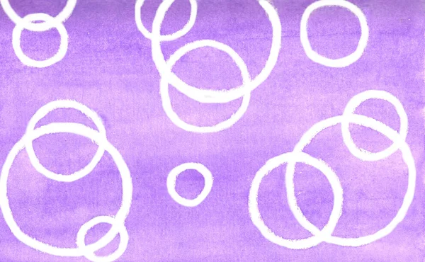 Círculos blancos dibujados a mano en bacground púrpura acuarela —  Fotos de Stock