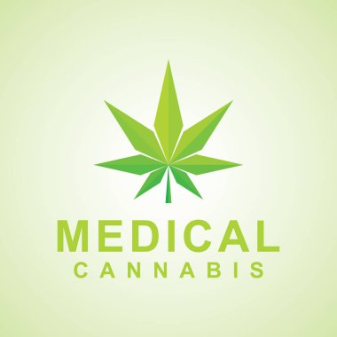 Doğal Tıp, esrar logo tasarımı. yeşil renk vektör simgesi