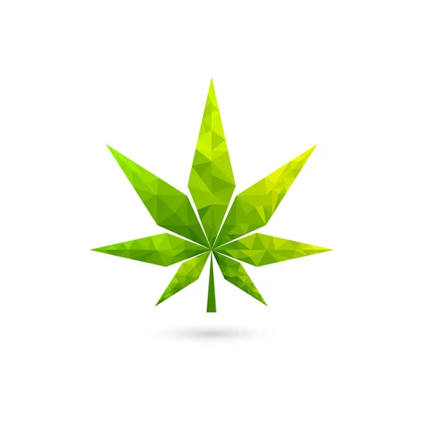 Logotipo Baixo Poli Cannabis Folha Verde Design Vetor Geométrico —  Vetores de Stock