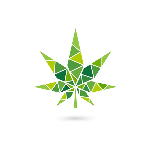 Logotipo Baixo Poli Cannabis Folha Verde Design Vetor Geométrico —  Vetores de Stock