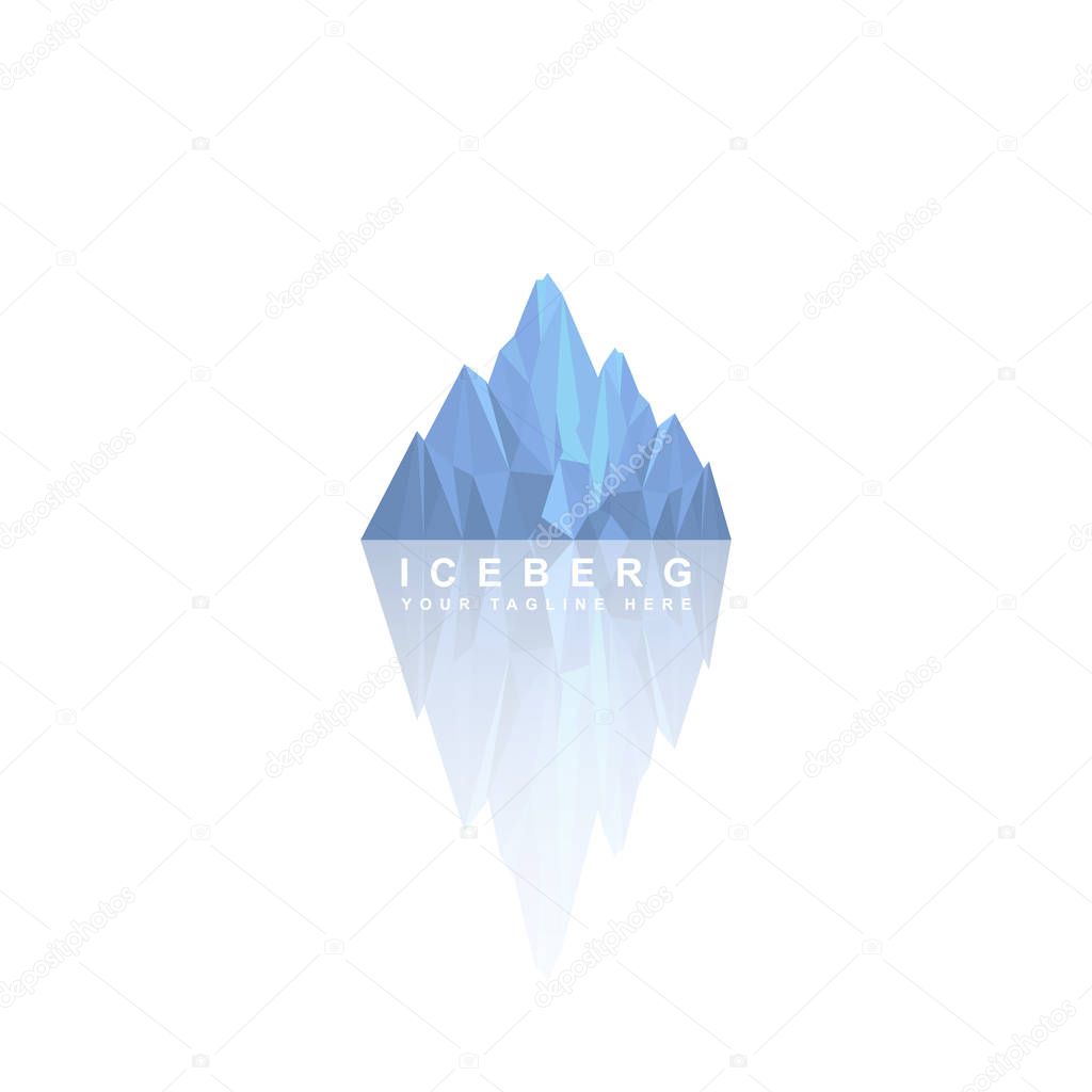Iceberg logo design, iceberg vector illustration isolated white background.