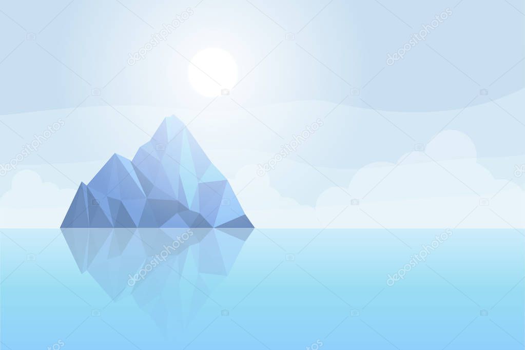 iceberg in the blue ocean with a landscape background