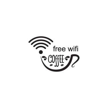 Kahve Kupası ve wifi doodle metin simgesiyle