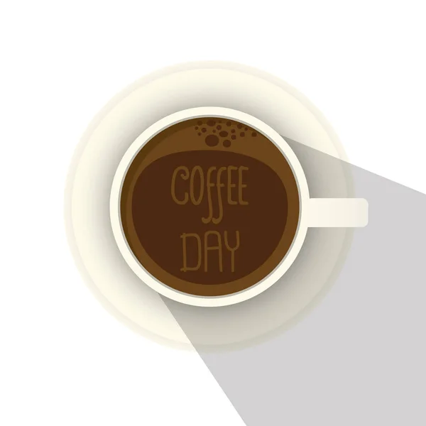 Egy Csésze Kávé Csészealj Felülnézet Vektoros Illusztráció — Stock Vector