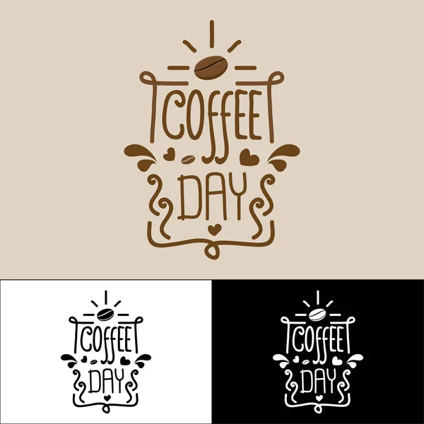 Citeer Koffie Typografie Koffie Dag Belettering — Stockvector