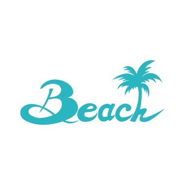 Tipografik beach logo tasarımı, vektör simgesi