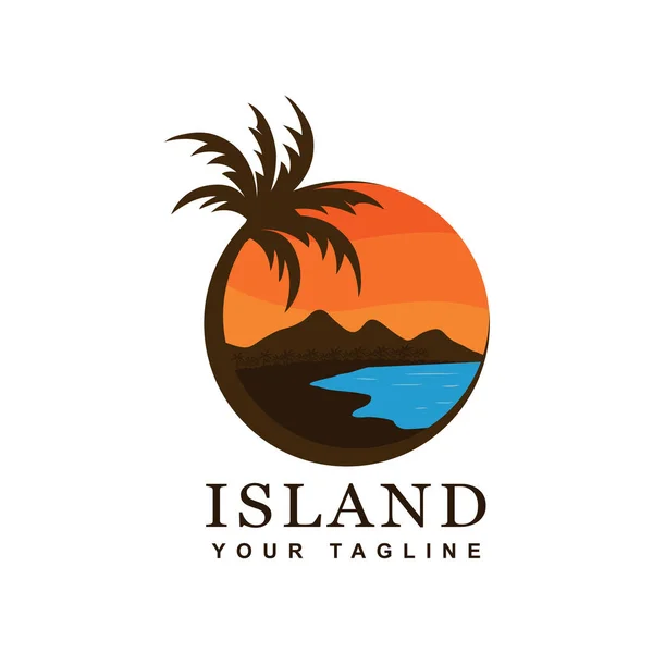 Diseño Del Logotipo Playa Isla Tropical Icono Del Vector — Archivo Imágenes Vectoriales