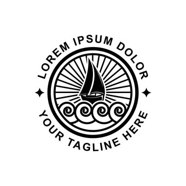 Basit bir logo Yelkenli tekne tasarım konsepti, vektör şablonu