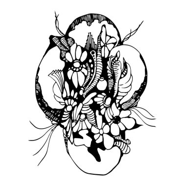 Doodle dekorasyon skeçler soyut, vektör şablonları