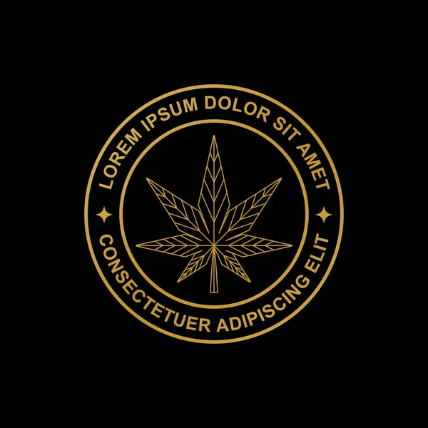 Linha Maconha Arte Folha Logotipo Design Esboço —  Vetores de Stock