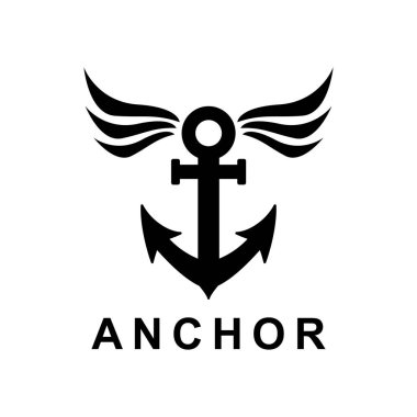 siluet gemi çapa logosu, vektör tasarımı