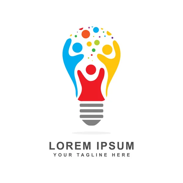ampul içinde soyut insan grupları ile renkli yaratıcı tasarımlar