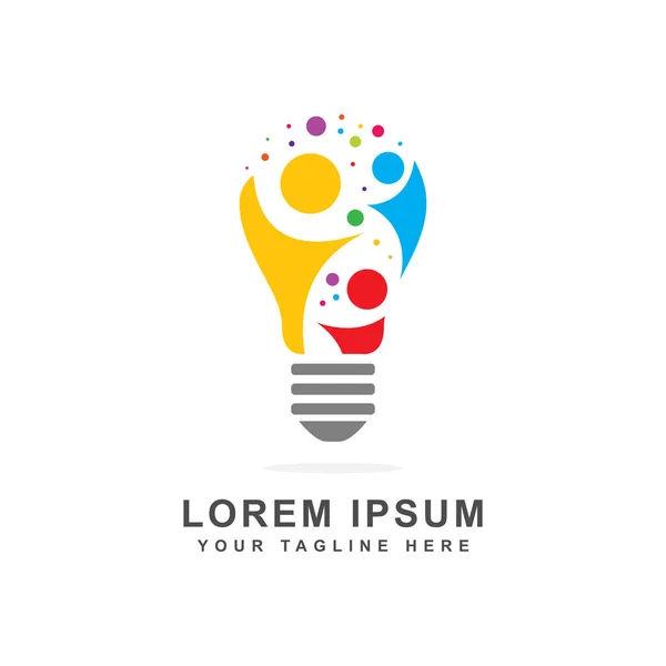 ampul içinde soyut insan grupları ile renkli yaratıcı tasarımlar
