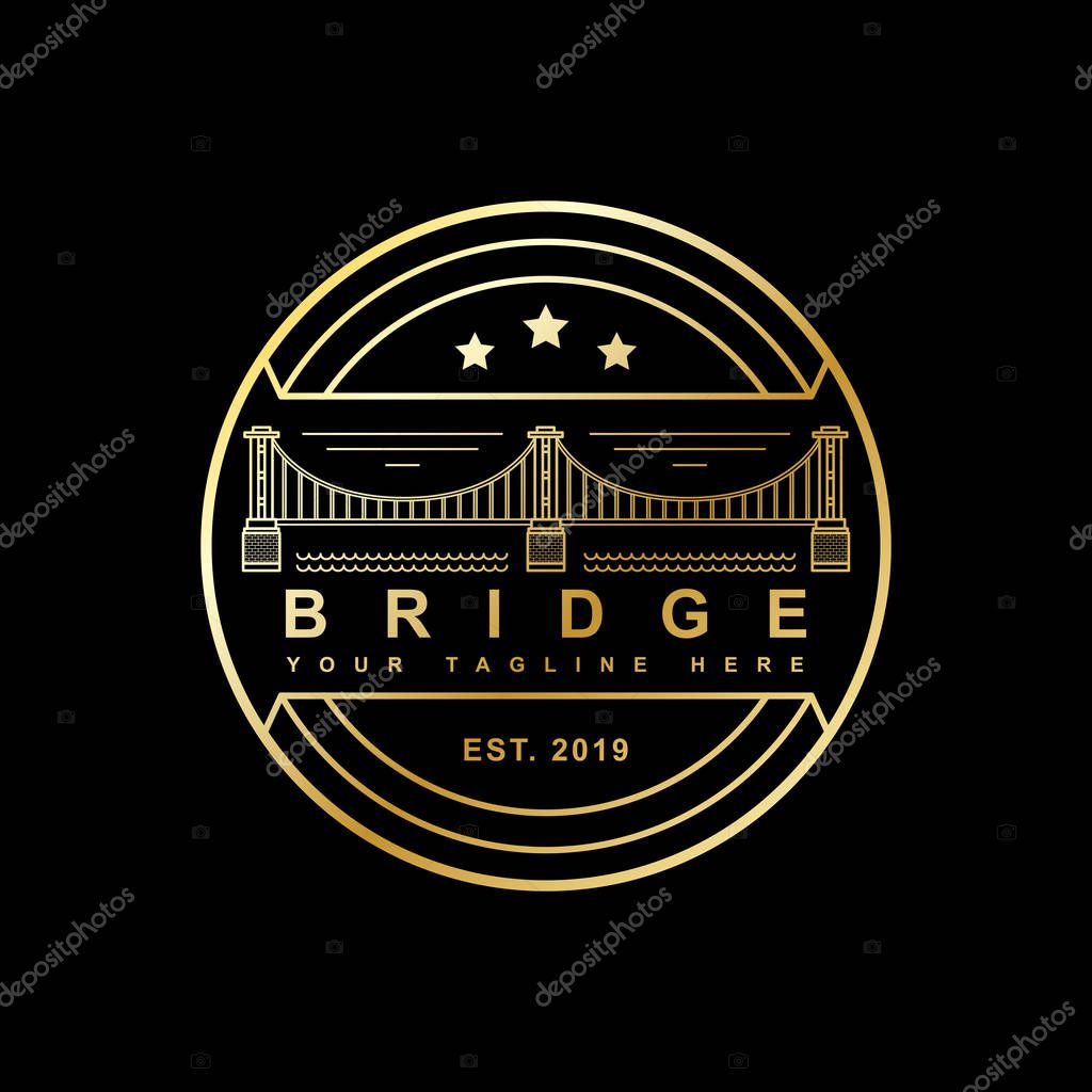 Bridge logo design, line art style and stamp