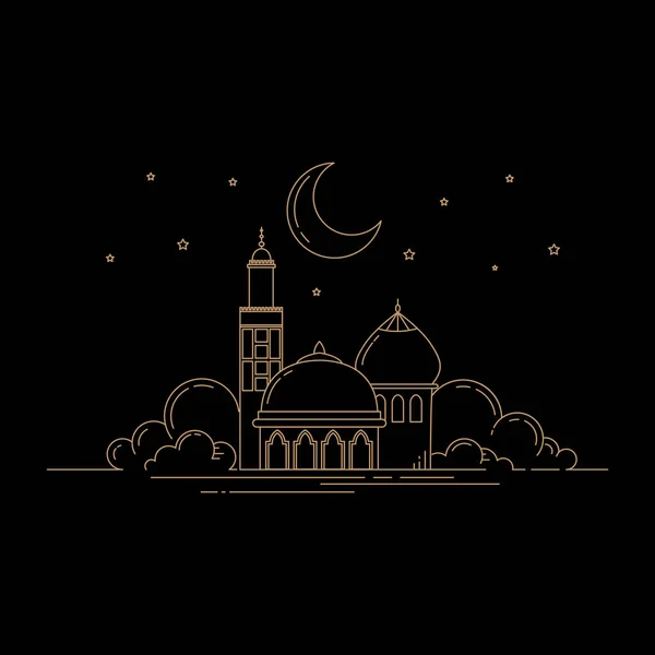 Line art style mosque design — Stock Vector