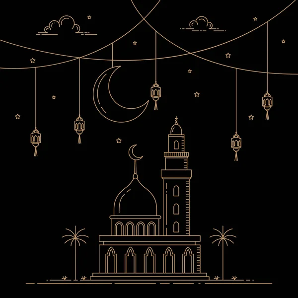 Mono line style design islamic celebration — стоковый вектор