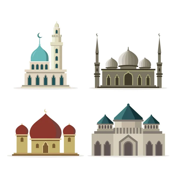 Flat design mosque set — Stock Vector