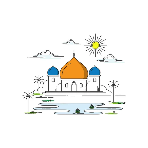 Línea de mezquita diseño de arte — Vector de stock