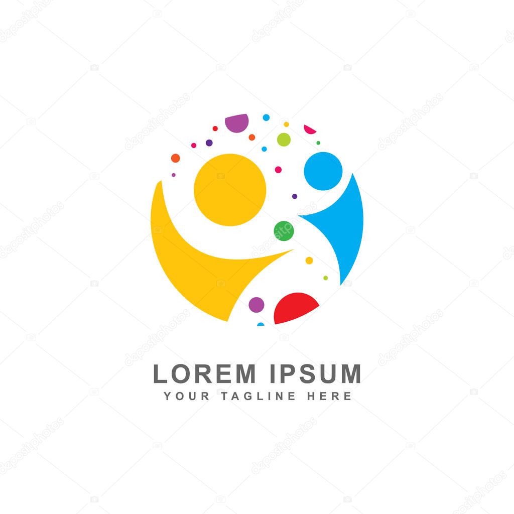 Logo design colorful creative community isolated white background